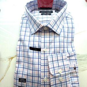 Nordstrom Tommy Hilfiger Slim Fit Flex Men’s Button Down Dress Shirt Pink Blue